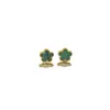 Moda Europea y Americana Transfronteriza Flor de Cinco Hojas Estilo Ing Pendientes de Trébol Acero de Titanio No se Desvanecen Oro de 18K Pendientes de Lujo Accesible Venta al Por Mayor