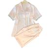 Pijama feminina de manga curta com renda estilo doce e adorável, estampa de cerejas, roupa de casa, foto real, atacado