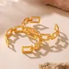 Pulsera Abierta de Cadena con Corte Geométrico Exagerado de Rueda de la Fortuna Acero Inoxidable Chapado en Oro de 18 Quilates Joyería Estilo Europeo y Americano Venta al por Mayor
