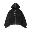 Sudadera con cremallera, hebilla de avión y tachuelas, de manga larga, estilo Y2K holgado, chaqueta sudadera, sudadera con capucha retro, moda urbana de moda