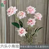 Rosas Pequenas de Canto com Seis Cabeças, Flores de Rosa em Múltiplas Camadas, Adereços para Fotografia de Casamento, Flores de Seda para Cenários, Decorações de Arranjos de Flores, Flores Artificiais