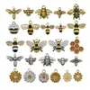 Mezcla 25 Gotas Aleación Abeja Margarita Panal Serie Colgante Pulsera DIY Collar Llavero Accesorios