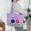Nova Bolsa de Ombro Acolchoada em Formato de Coração Ins Bolsa Tote com Estampa de Cereja Desenho Animado Fofo Bolsa de Mão de Compras Feminina