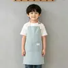 Delantal de Cocina para Niños de Algodón y Lino Rayado, Estilo Coreano, Transpirable, para Trabajo, Catering, Logo Personalizado