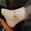 Tornozeleira simples personalizada estilo coreano em aço titânio feminina sino ins banhada a 18K série Kingson Moeda da Rede Influenciadores ornamentos para pé de moeda de cobre