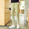 Calças de linho Calças masculinas de estilo coreano na altura do tornozelo Verão Fino Leggings casuais de algodão e linho de 9 pontos para alunos do ensino médio