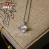 Pingente Redondo Cabochão de Calcedônia Verde Claro Tipo Gelo para Mulheres, Cravejado com Pedra Preciosa de Ágata Cor de Jade Verde Imperial, Novo Estilo Chinês