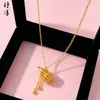 Loja de Ouro Mesmo Estilo Areia Dourada Gelo Triturado Cintilante Coração Pequena Barra de Ouro Colar Estilo Popular Feminino Fique Rico Logo Corrente da Clavícula Atacado