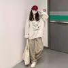 Sudadera de cuello redondo sin capucha para mujer, nuevo estilo primavera 2026, principios de otoño, talla petite, tacto de alta gama, corte holgado, top tipo pullover con forro polar