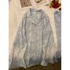 Pijama Azul Casual y de Alta Gama 2026 Nuevo para Primavera y Otoño para Mujer con Mangas Largas y Popular Estilo Femenino Conjunto de Ropa para el Hogar