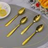 Popular Transfronteiriço Dourado Titânio Aço Inoxidável Talheres Polido à Água Estilo Ocidental Faca, Garfo e Colher Colher Indiana Conjunto Caixa de Presente Hotel