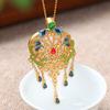Novo estilo chinês vintage imitação hetian jade colar nicho design senso temperamento nacional maré palácio esmalte colorido borboleta borla pescoço corrente
