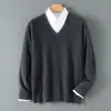 Amazon Otoño/Invierno Suéter de Punto Casual para Hombre con Cuello en V 100% Lana Pura