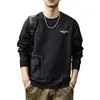 Sudadera con Bolsillo Patchwork Diseño Otoñal para Hombre 2026 Nuevo Estilo Top para Hombre Marca Trendy Americana Estampado Manga Larga Ropa Interior
