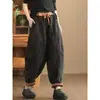 Nuevos pantalones de pana tipo linterna para otoño e invierno para mujer, forrados de polar, engrosados, holgados, casuales, cintura elástica, cálidos, pantalones harén vintage, modernos