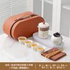 Juego de Té de Viaje de Porcelana Blanca de Dehua con Logo Personalizado Rima de Bambú Dorado Portátil para Exterior Rima Antigua Juego de Té Kung Fu Juego Pequeño