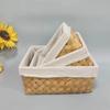 Cesta de armazenamento retangular de múltiplas especificações cesta de tecido cesta de armazenamento cesta de armazenamento de mesa cesta de vime de madeira tecida à mão