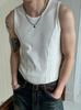 Camiseta sin mangas de verano simple para hombre, elástica, ajuste ceñido, con rayas verticales acanaladas