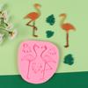 Molde de Silicone para Fazer Decoração de Bolo Fondant de Chocolate com Folha de Palmeira, Peça Cisne Flamingo de Casal DIY