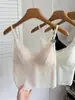 Camisola de renda com costas em V (estilo borboleta) com bojos embutidos, sutiã de copa fina, peça única sem costas para mulheres