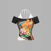 Top Halter Falso Duas Peças Estilo de Rua Europeu e Americano 2026 para Mulheres Estampa Milênio Y2K Modelagem Justa Camiseta de Manga Curta de Verão