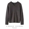 26 Otoño Invierno Estilo Grueso Seda de Mora Cachemir Terciopelo Cuello en V Grande Jersey Hombro de Silla Ajuste Holgado Tejido Suéter de Hilo Tweed para Mujer