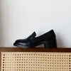 Sapatos Mocassins Coreanos Femininos Primavera Outono JK Salto Grosso 2026 Novos Tendência Salto Alto Estilo Britânico Sapatos Pequenos de Couro para o Trabalho Sapatos de Uso Diário