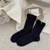 Meias de pérola com boca de botão femininas estilo balé de cano médio de algodão ins da moda estilo coreano doce pequeno estilo Chanel meias largas vazadas