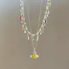 Collar Saturno de Circonita de Colores para Mujer, Cadena de Clavícula en Capas Dopamina de Verano con un Toque de Lujo