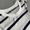 Camiseta de Manga Larga Rayada de Tela Lyocell para Mujer, Nuevo Estilo de Verano, Cuello Redondo, Top Holgado con Protección Solar, Camiseta Versátil para Mujer