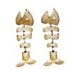 Brincos medievais de metal vintage estilo retrô francês galvanizado ouro real 925 prata pin moda temperamento brincos de pérola