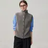 Casaco de tricô sem mangas, top de tricô torcido, colete com gola, cardigã de cashmere de seis fios espessado com gola alta para outono e inverno