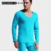 Aoelement Otoño e Invierno Hombres Espesado Polar Cuello en V Ajustado Algodón Set de Ropa Interior Térmica