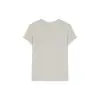 Elegante top de verão feminino off-white com decote em U, manga curta de Tencel, liso e fino, camiseta básica respirável