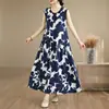 Vestido de verano para mujer de algodón y seda, estilo nuevo, elegante y con estilo, adecuado para madres, moderno y rejuvenecedor, hecho de algodón artificial, vestido tipo tank sin mangas