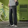 Jeans de pierna ancha estilo americano para hombre, retro de alta costura, holgados, con cordón, rectos, casuales, pantalones largos, hasta el suelo