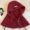 Pasamontañas Nuevo Otoño e Invierno para Mujer Engrosado Cálido Cortavientos Pulóver Protección para Orejas Cordón Bufanda para el Cuello Gorro de Lana Integrado