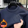 Suéter de inverno para homens no ano do seu zodíaco, forrado com fleece e espessado, para homens de meia-idade e idosos, camiseta base de malha, blusa quente para o vovô