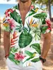 Camisa masculina leve e respirável de manga curta com estampa floral para comércio exterior transfronteiriço, camisa casual com elasticidade em quatro direções, direto da fábrica