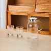 Jarra de Vidrio para Agua Fría, Resistente a Altas Temperaturas, Gran Capacidad para Uso Doméstico, Jarra para Agua Fría, Juego de Tazas para Agua Hervida, Jarra para Agua para Sala de Estar, Tetera