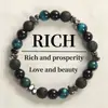 Pulsera Popular de Cuentas Transfronteriza Europea y Americana, Piedra Volcánica, Piedra Natural Ojo de Tigre Azul, Pulsera Ajustable Hecha a Mano, Al por Mayor en Stock