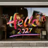 Pegatinas Electrostáticas para Vidrio de Año Nuevo 2027 para Escaparates de Tiendas y Decoración de Ambiente de Centro Comercial Flores de Papel Calado para Ventana Año de la Oveja