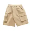 2024 Nuevos Shorts de Niño Verano Niños Grandes Pantalones Medianos Pantalones Negros de Cinco Cuartos Verano para Niños Ropa de Trabajo para Niños