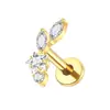 Pendientes de Aleación de Titanio F136 Incrustados con Circonio Marquise Hilo Externo Clavos para Hueso de la Oreja Clavos para Labio Joyería para Piercing Corporal de Titanio G23 Cabeza