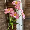 Nova Flor Artificial Tulipa Aberta de Cinco Cabeças Impressa em 3D Decoração de Casa Ornamento para Sala de Estar Arranjo Floral de Casamento
