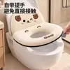 Cojín para Asiento de Inodoro Otoño Invierno Cálido Uso en Casa con Asa Cobertura Completa Resistente a Manchas Felpa Espesa Cubierta para Asiento de Inodoro con Respaldo Anillo para Inodoro