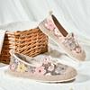 Zapatos de pescador de verano para mujer, zapatos de tela con encaje, estilo nuevo 2024, transpirables, sin cordones, suela suave, informales, de una sola capa.