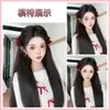 Peruca Estilo Princesa com Duas Tranças, Presilha de Cabelo com Laço, Extensões de Cabelo de Orelha de Fada, Mechas de Cabelo Enrolado, Acessórios de Cabelo com Atmosfera de Ano Novo