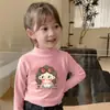 Camiseta Interior de Terciopelo con Cuello Medio para Niñas 2025 Primavera y Otoño Nueva Ropa Superior para Niños Niñas Pequeñas Ropa Interior de Otoño e Invierno de Manga Larga Moderna