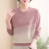 Nova blusa de base de malha outonal para mulheres de meia-idade e idosas, blusa interna fina para mães, suéter da moda para primavera e outono